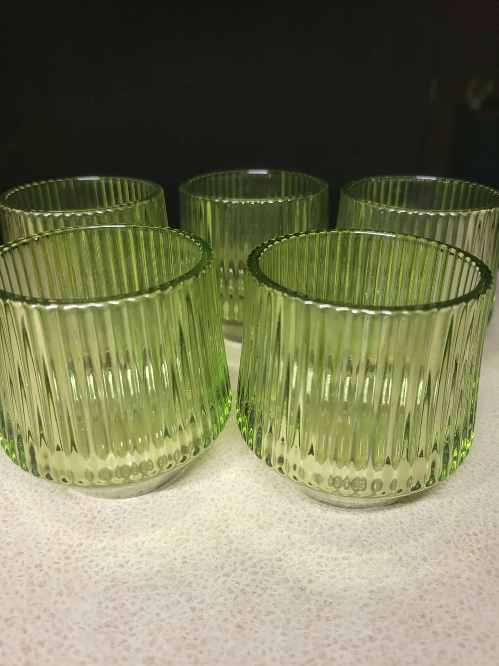 Green Ribbed Tealight Candle Holders - Wedding / Party Decor